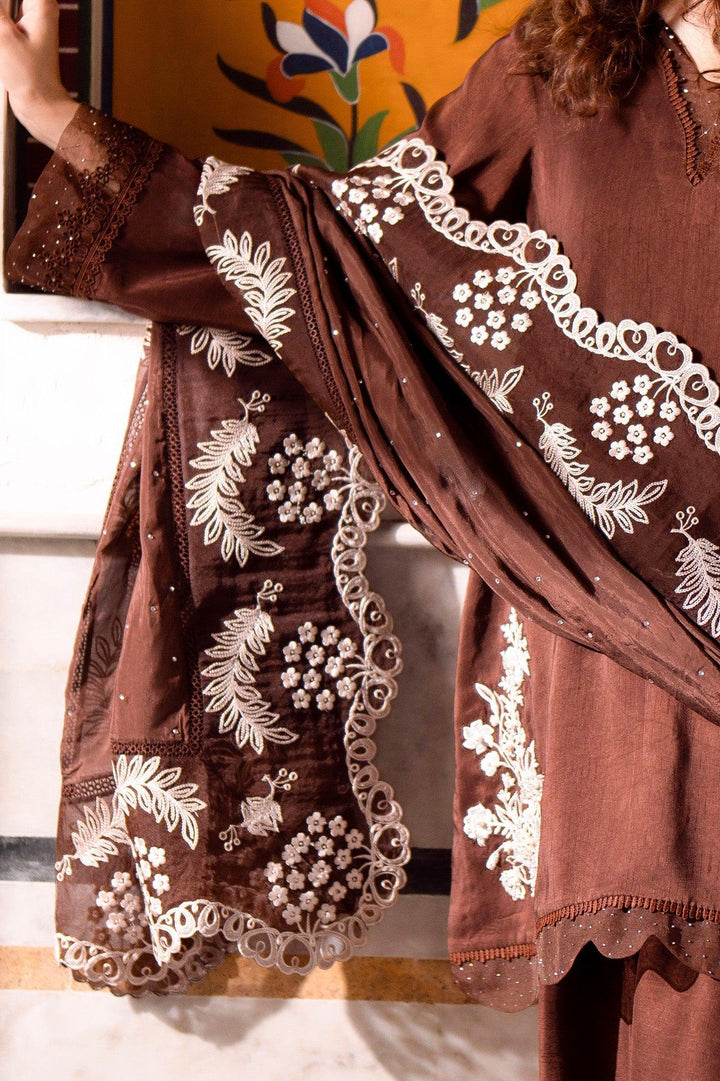 FOZIA KHALID - Raniya - silk - brown - 3 Piece