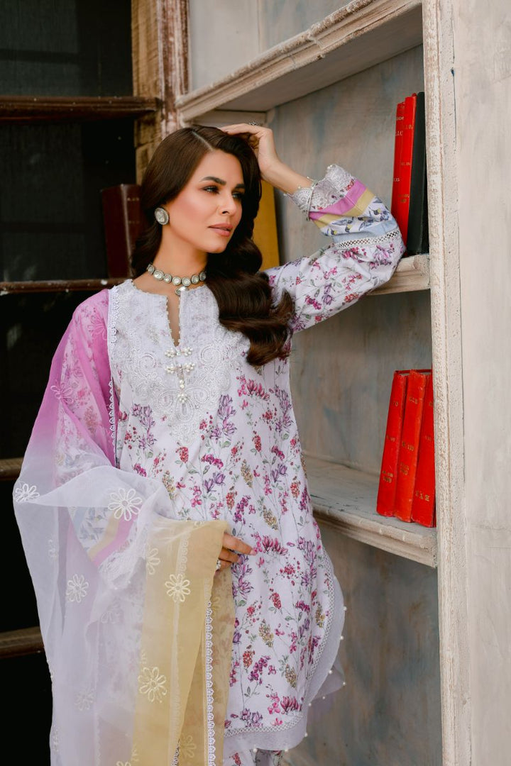 Reema Ahsan - Camellia - Lawn & Organza - Grey  - 3 Piece