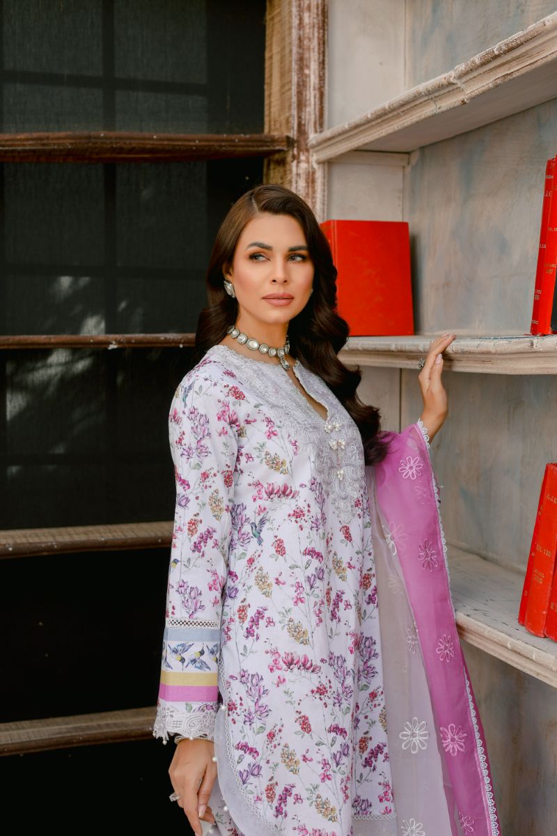 Reema Ahsan - Camellia - Lawn & Organza - Grey  - 3 Piece