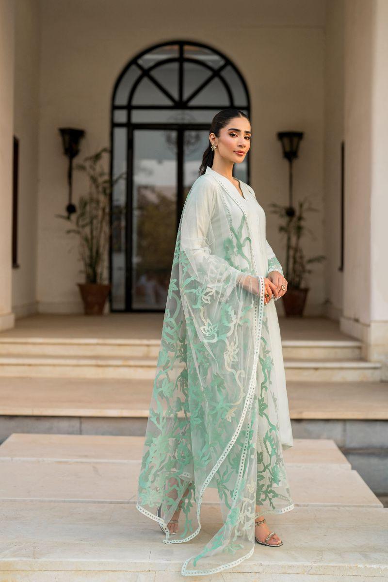 Natasha Kamal - Carmen - green applique - Cotton net lined with cotton silk - 3 Piece