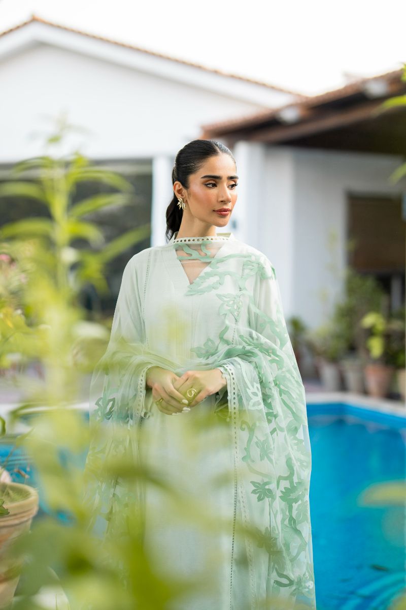 Natasha Kamal - Carmen - green applique - Cotton net lined with cotton silk - 3 Piece