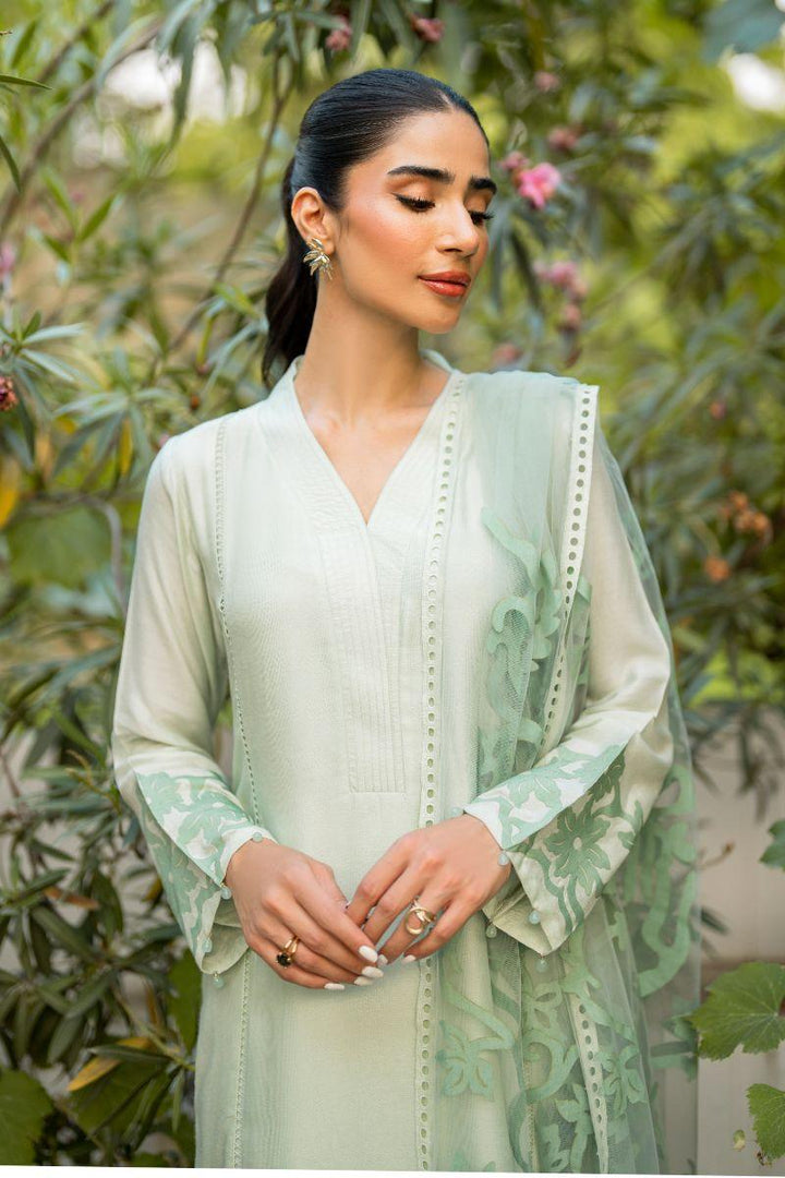 Natasha Kamal - Carmen - green applique - Cotton net lined with cotton silk - 3 Piece