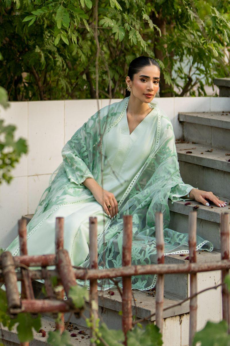 Natasha Kamal - Carmen - green applique - Cotton net lined with cotton silk - 3 Piece