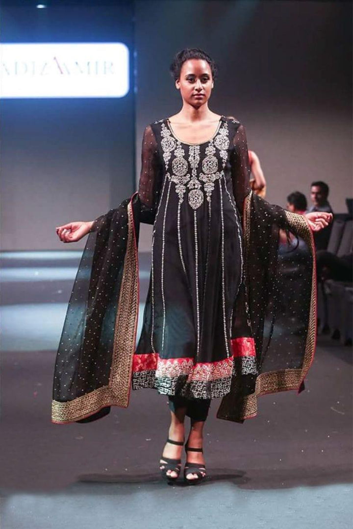 Sadia Aamir - Charcoal - Grey - Chiffon & Jamawar - 3 Piece - Studio by TCS