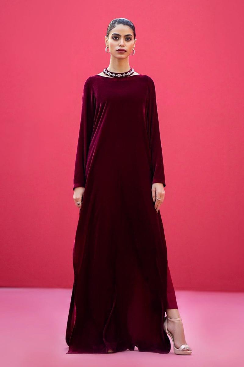 Fozia Khalid - ZARIA - Velvet - Maroon - 2 Piece - Studio by TCS