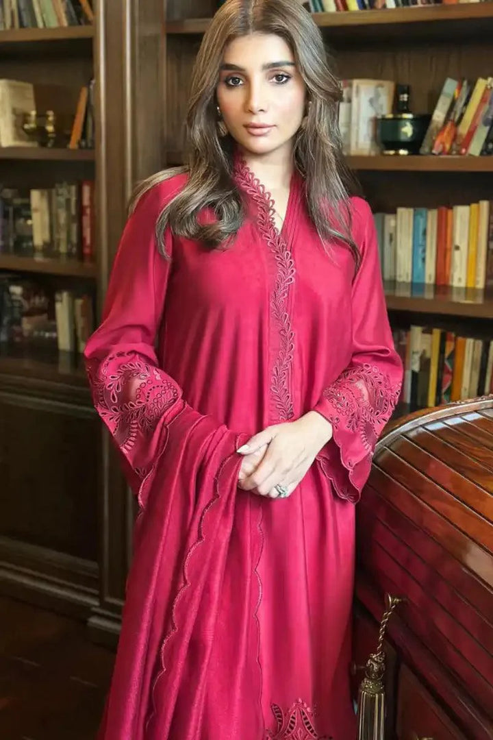 Maheen Trends - DAHLIA MARRON - Cotton & Silk - 3 Piece