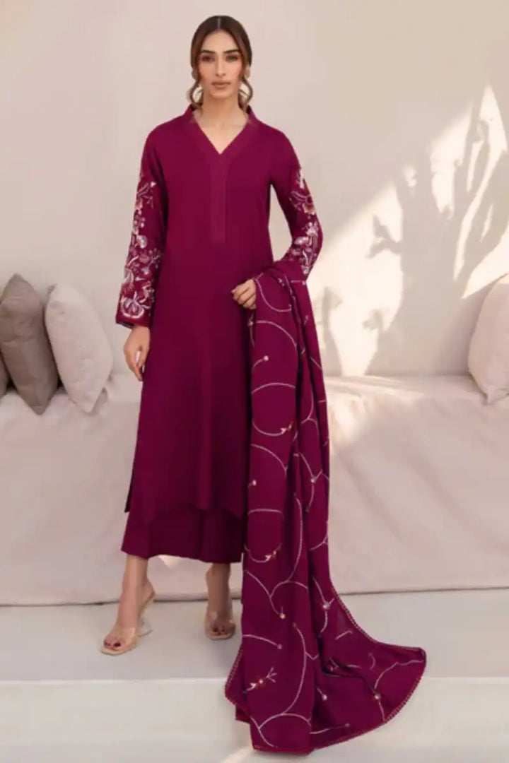 Natasha Kamal - Palma - plum - Woolen - 3 Piece