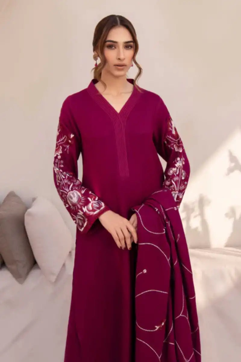 Natasha Kamal - Palma - plum - Woolen - 3 Piece