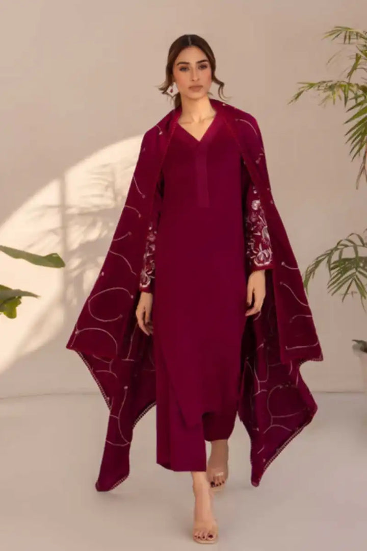 Natasha Kamal - Palma - plum - Woolen - 3 Piece