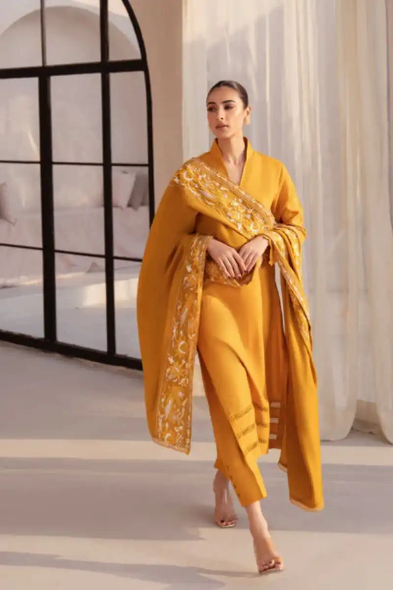 Natasha Kamal - Midas - mustard - Silk Karandi - 3 Piece