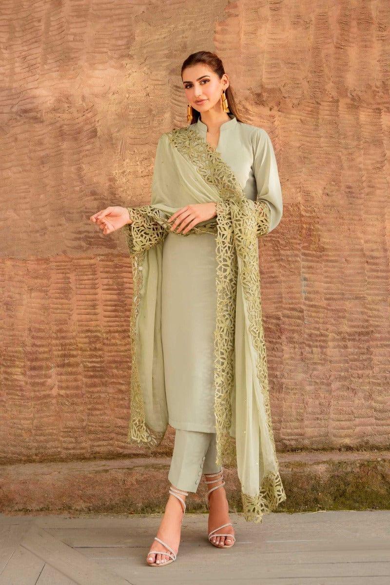 Natasha Kamal - Tea Green Embroidered 3 Piece - Isabelle - Studio by TCS