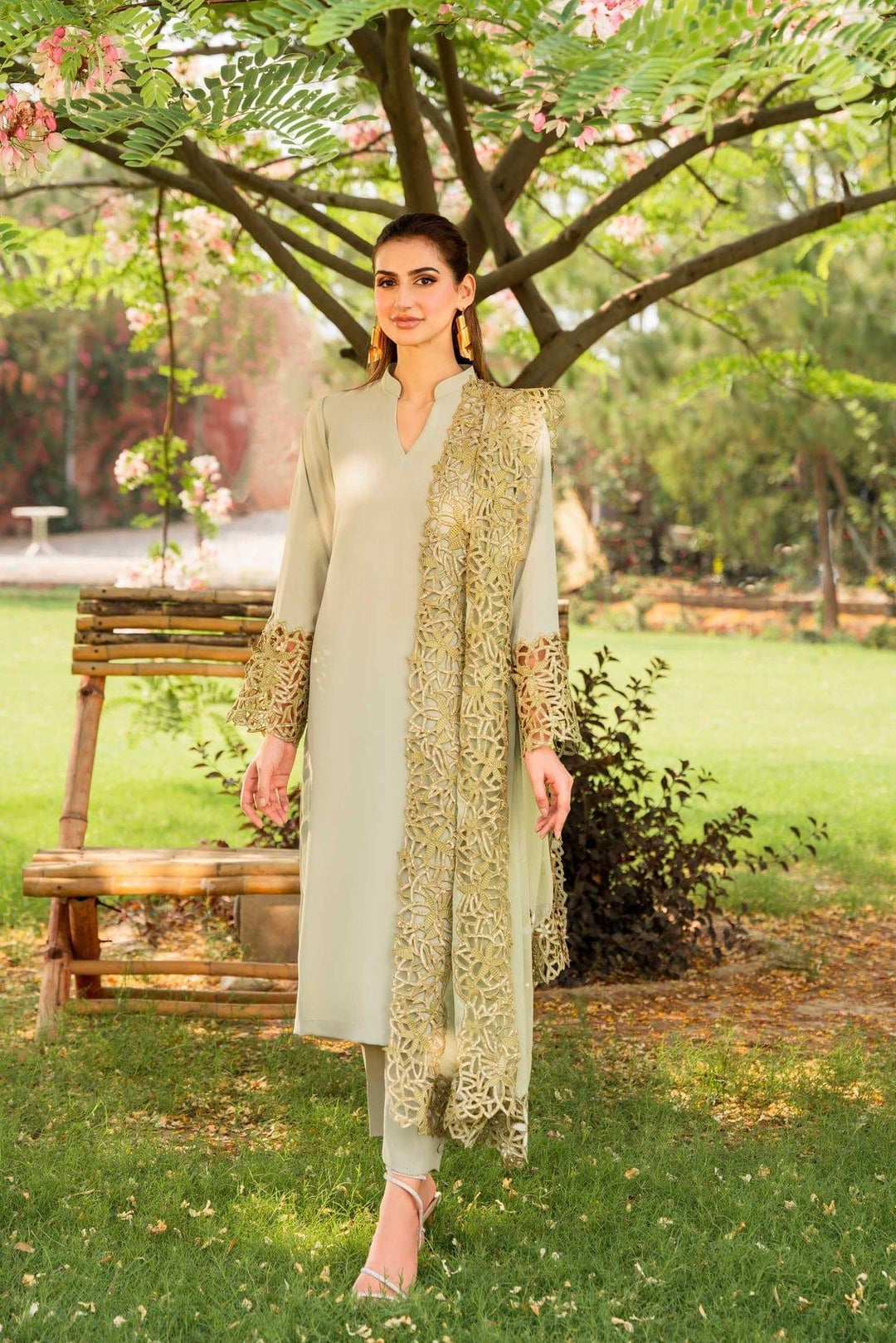 Natasha Kamal - Tea Green Embroidered 3 Piece - Isabelle - Studio by TCS