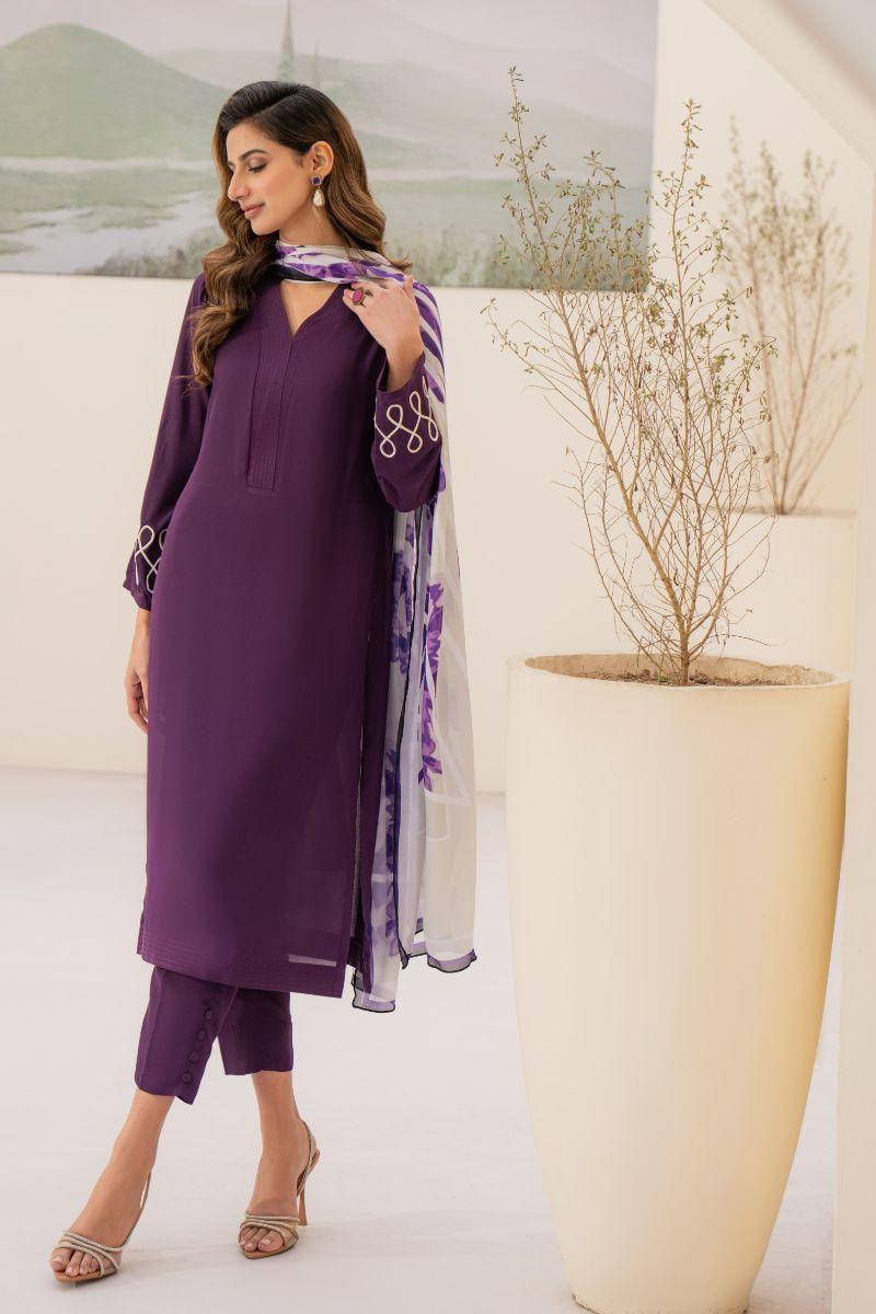 Natasha kamal -  Darcy - Deep Purple - Georgette - 3 Piece