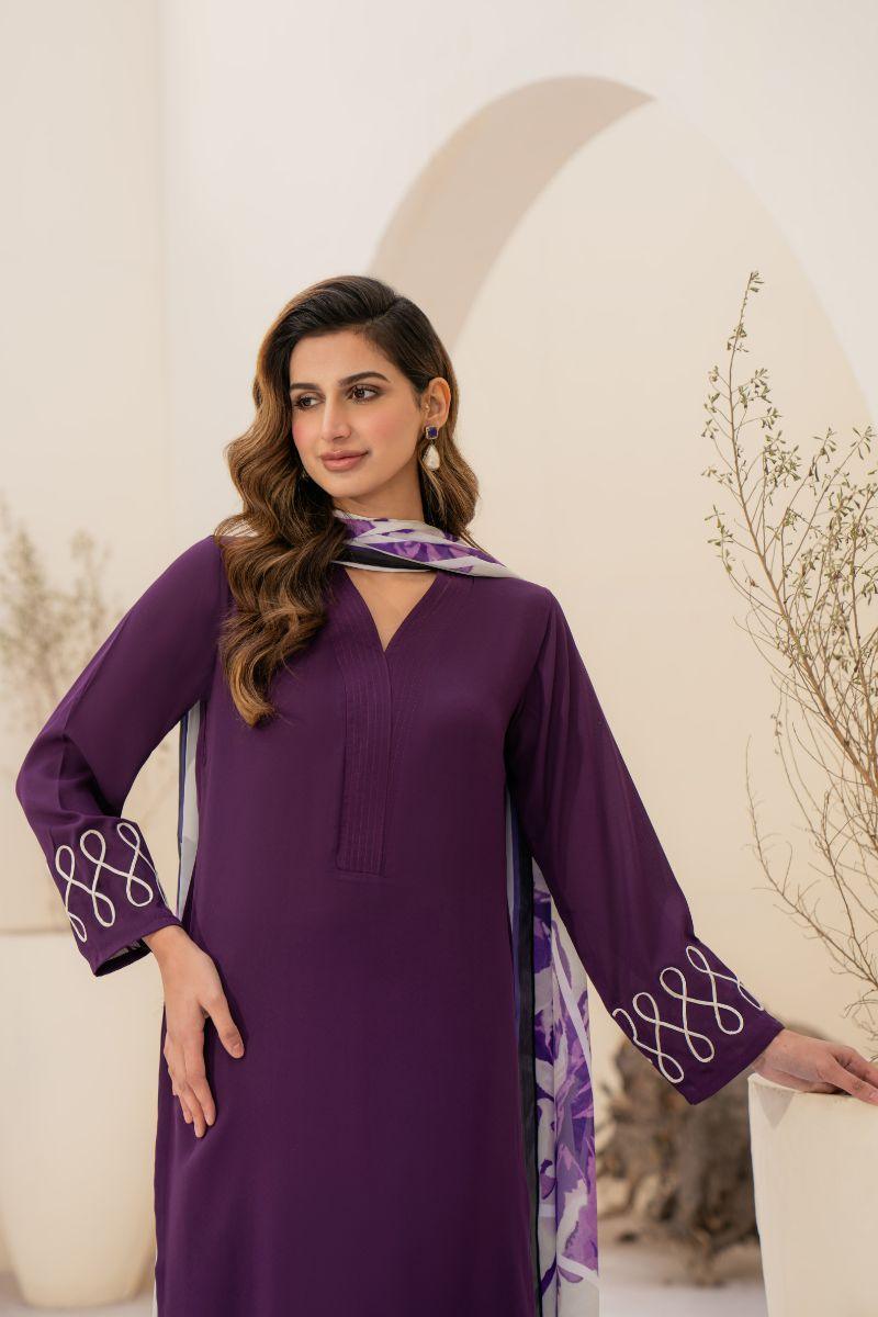 Natasha kamal -  Darcy - Deep Purple - Georgette - 3 Piece