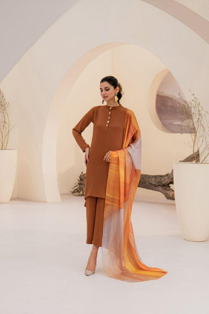 Natasha kamal -  Honey - Mustard Brown - Georgette - 3 Piece