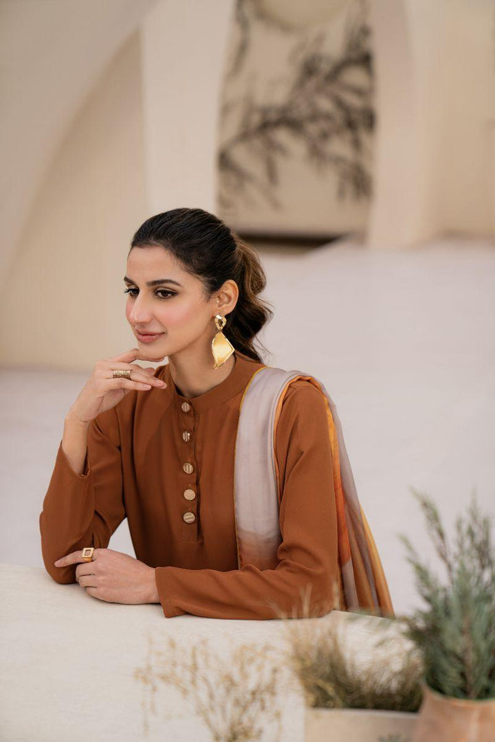 Natasha kamal -  Honey - Mustard Brown - Georgette - 3 Piece