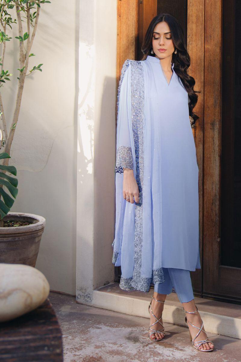 Natasha Kamal - Primrose - Periwinkle Tunic - Georgette - 3 Piece