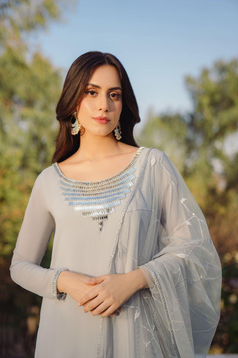 Natasha Kamal - Dawn - Stone Grey - Georgette - 3 Piece