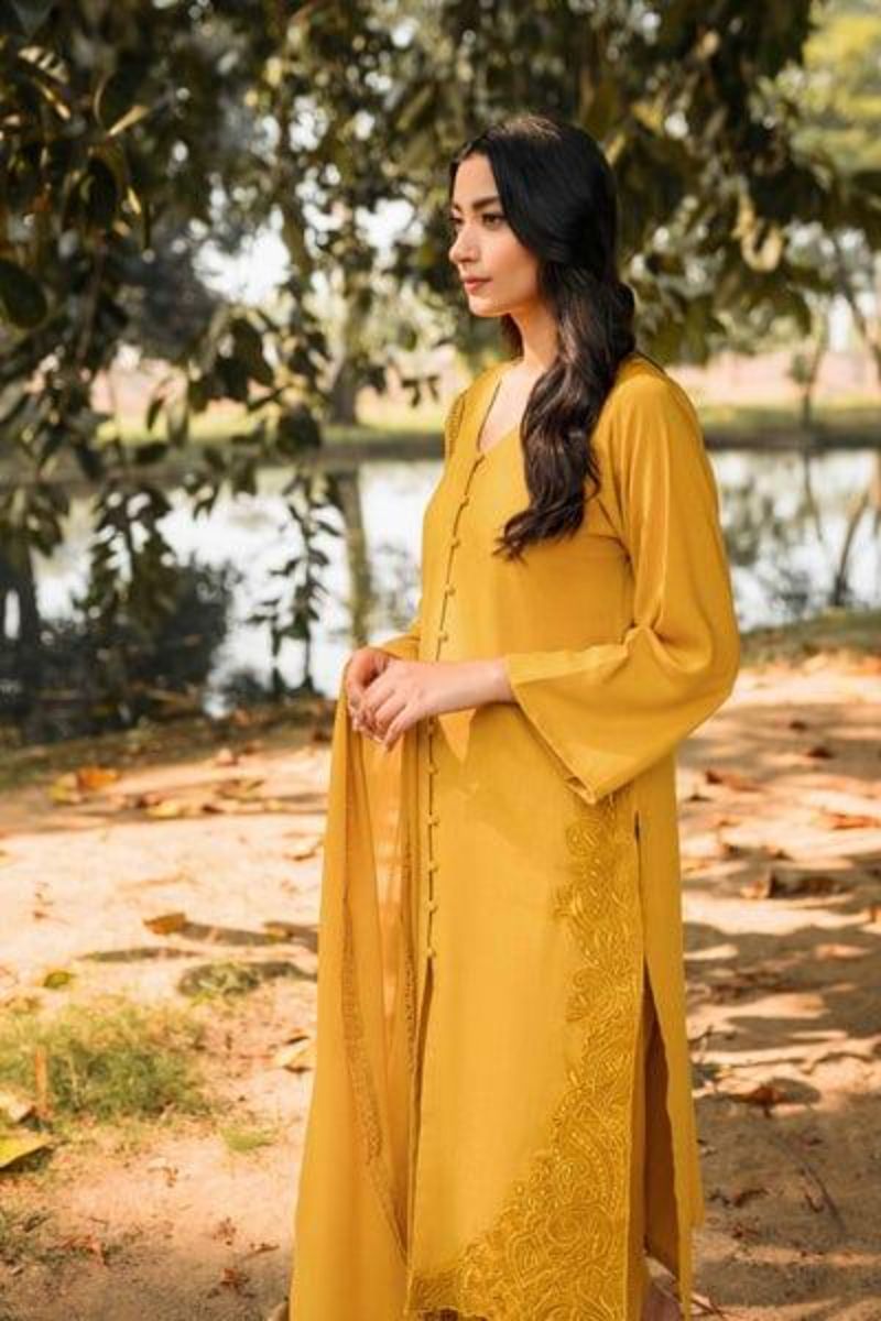 Natasha Kamal - Mustard Coord Set with Dupatta - 3 Pieces