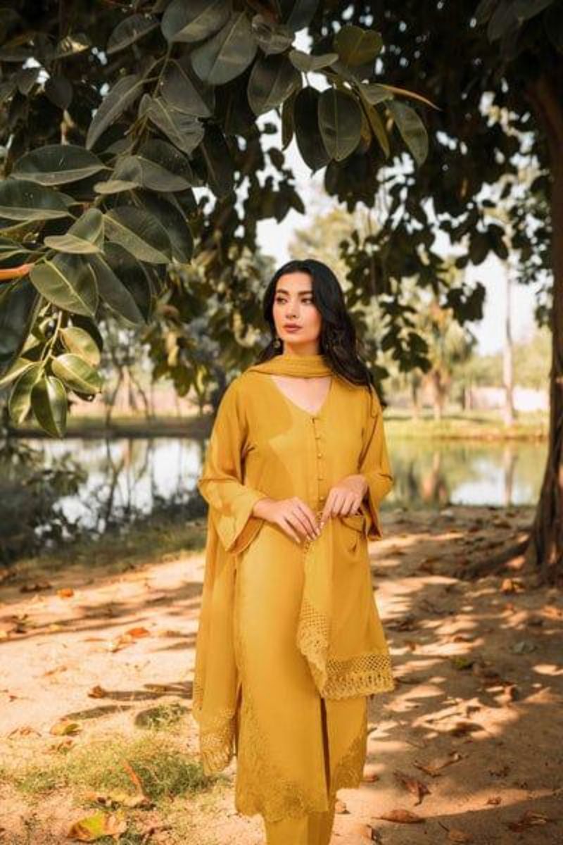 Natasha Kamal - Mustard Coord Set with Dupatta - 3 Pieces