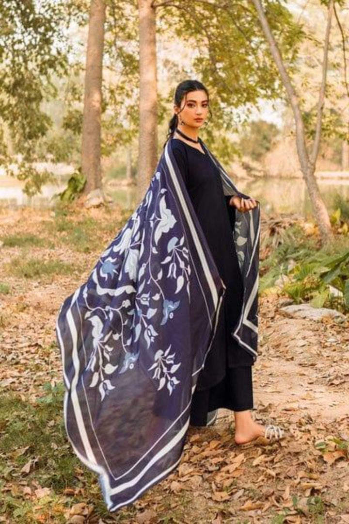 Natasha Kamal - Black Coord Set with Printed Silk Dupatta - 3 Pieces