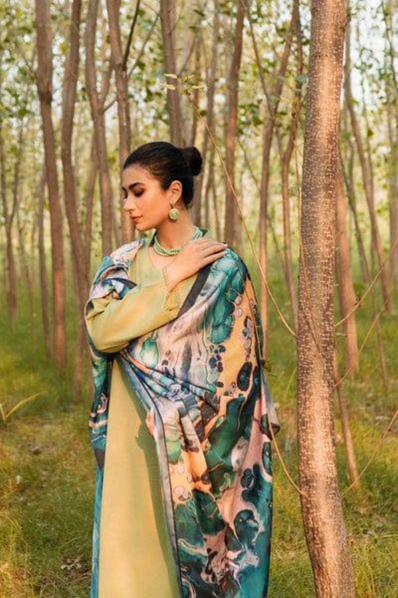 Natasha Kamal - Tea green Coord Set with Printed Dupatta - 3 Pieces