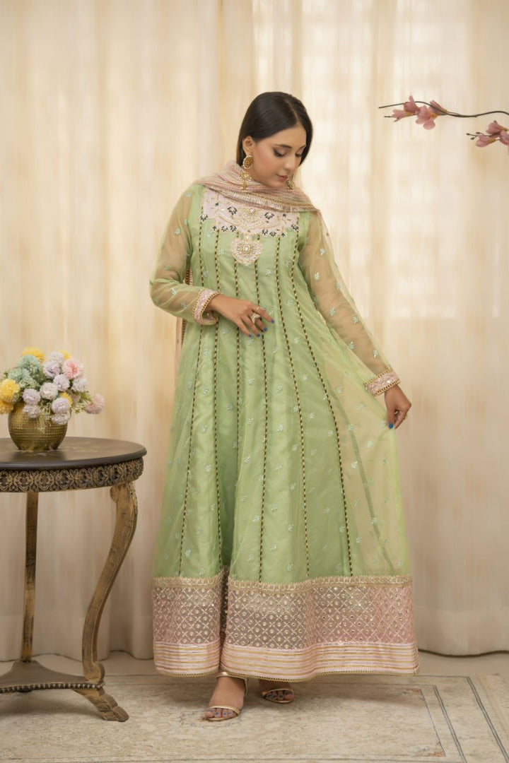 Sadia Aamir - Zyra - Sage Green - Organza - 2 Piece