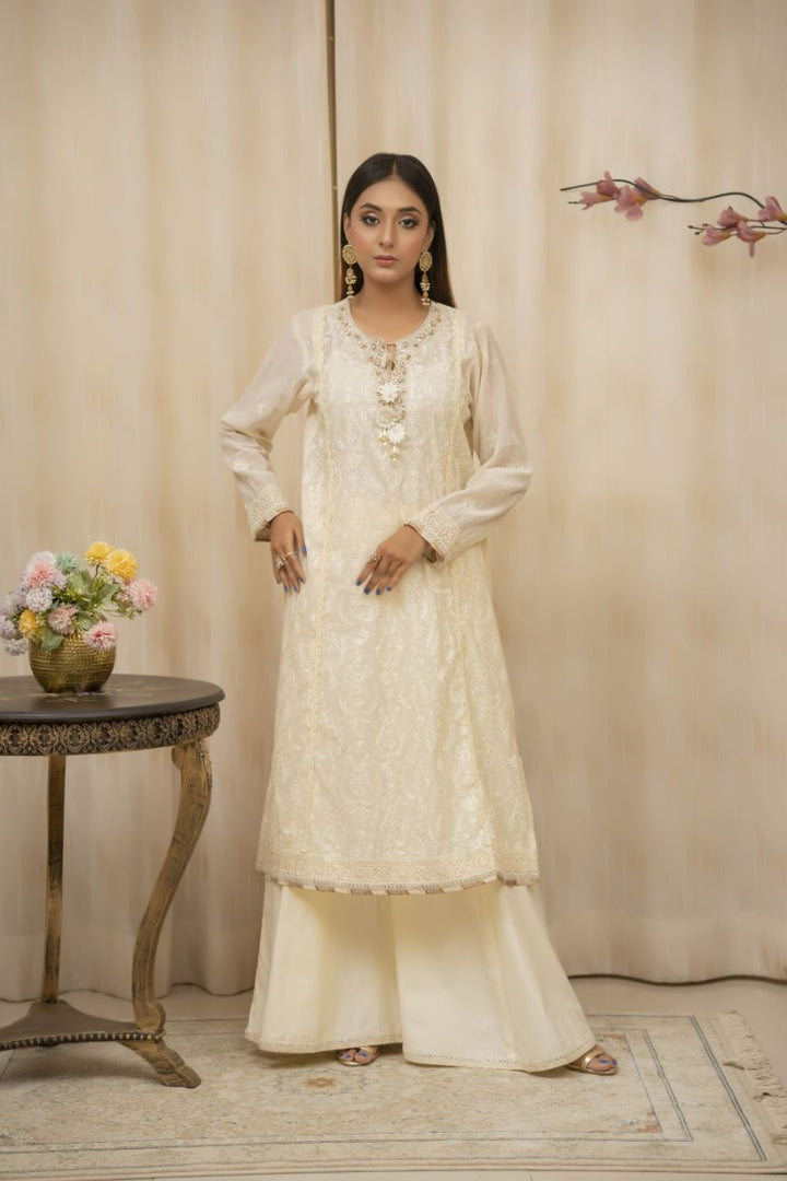 Sadia Aamir - Minara - Ivory  - Paper Cotton - 3 Piece