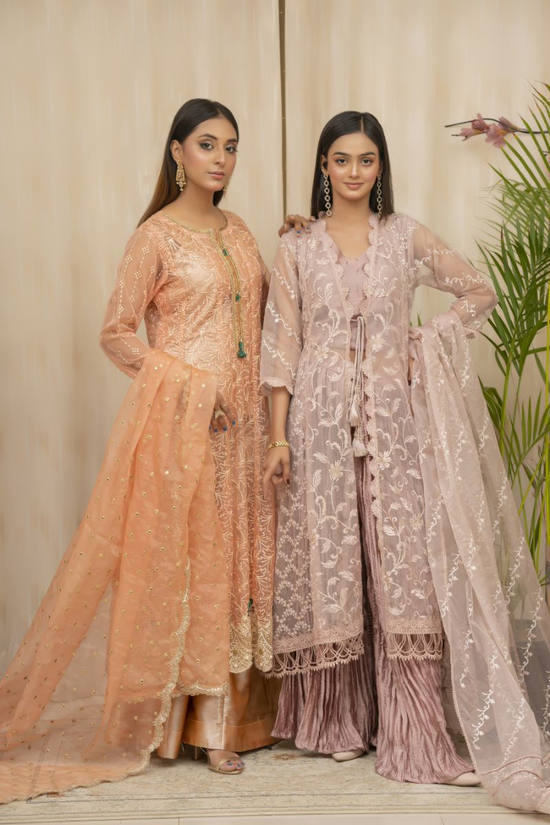 Sadia Aamir - Jhankar - Coral  - Organza - 4 Piece