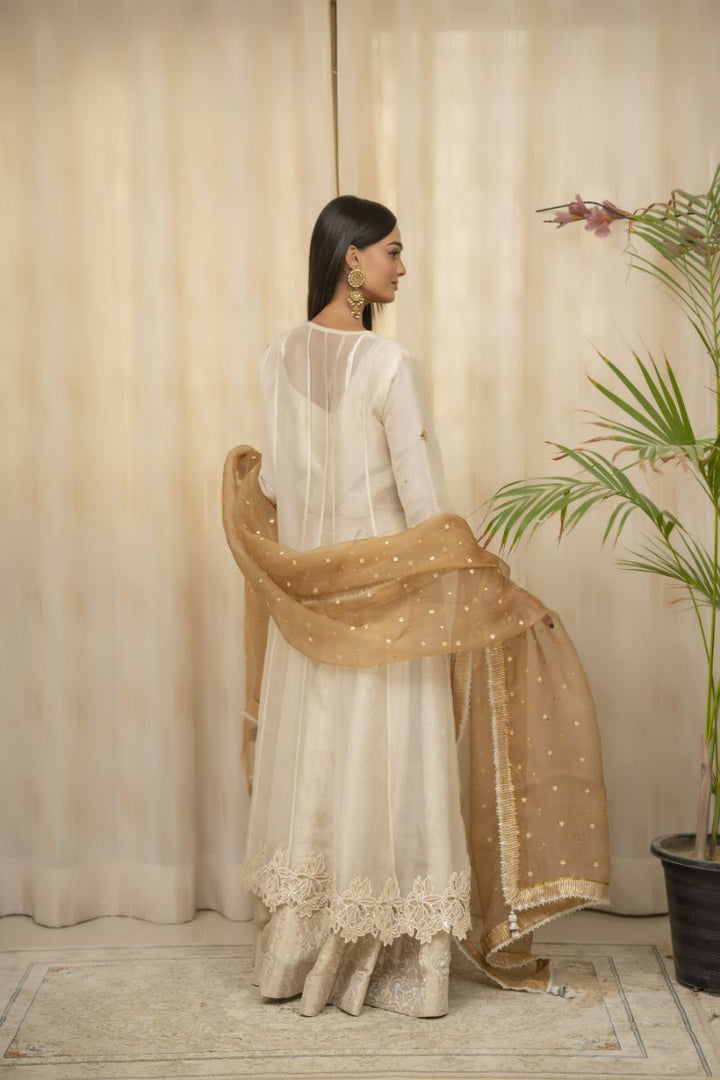 Sadia Aamir - Anabia - Ivory and beige - Silk Organza - 4 Piece