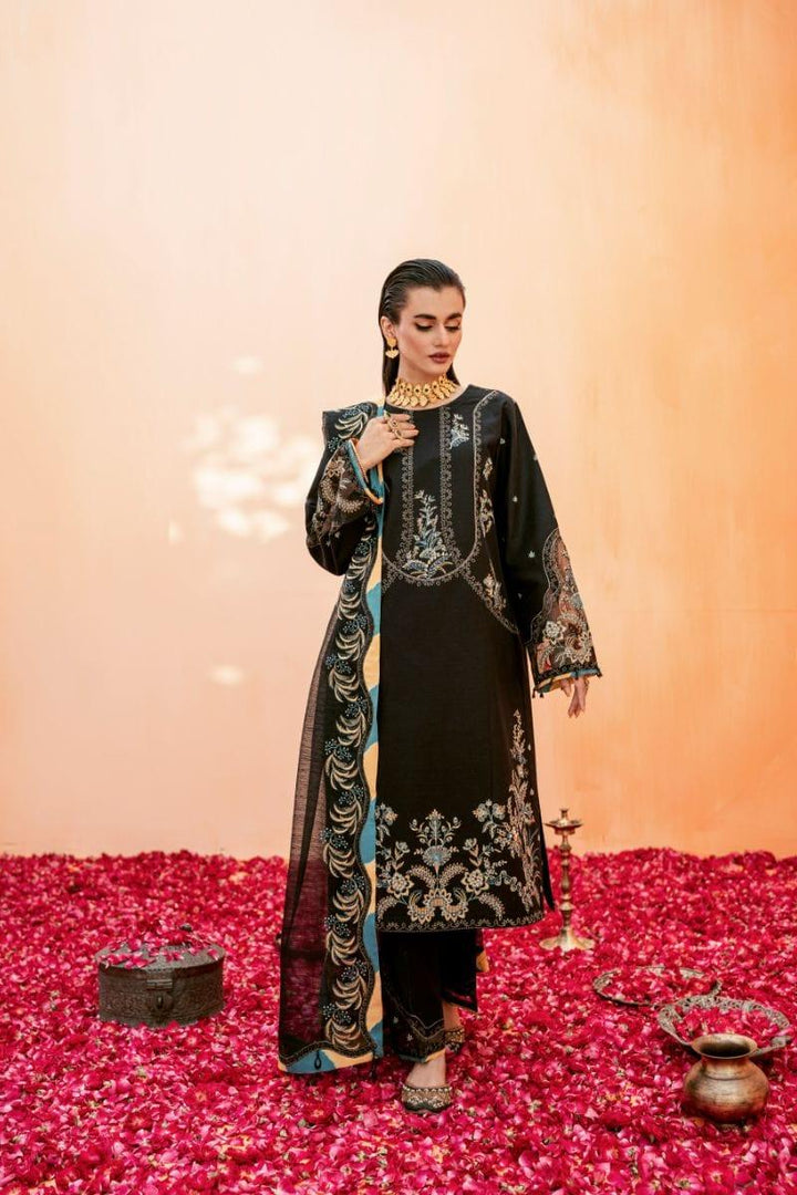 Fozia Khalid - Jade Black - Embroidered - 3 Piece - Studio by TCS