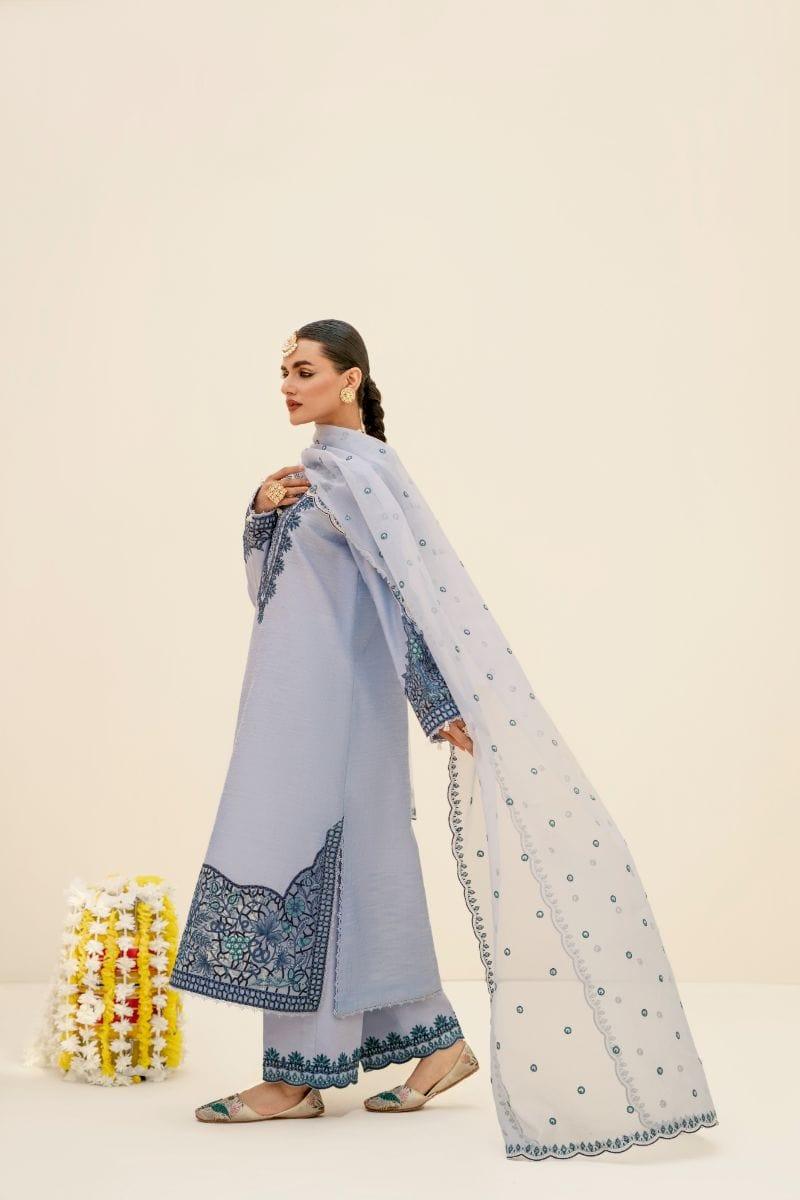 Fozia Khalid - Heather Blue - Embroidered - 3 Piece - Studio by TCS