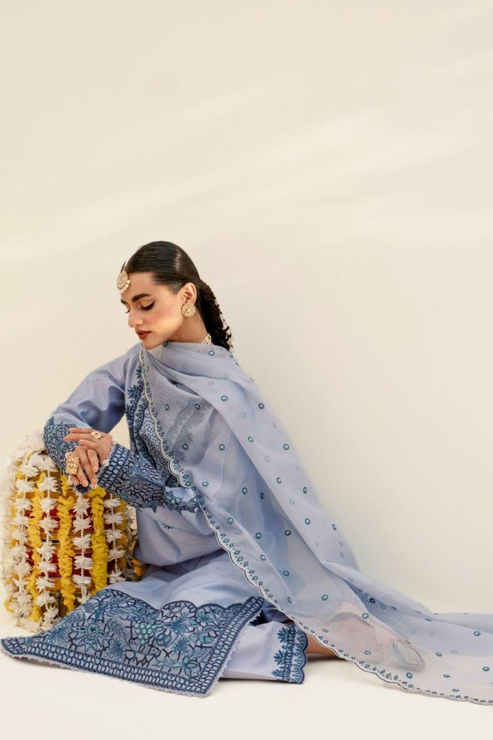 Fozia Khalid - Heather Blue - Embroidered - 3 Piece - Studio by TCS