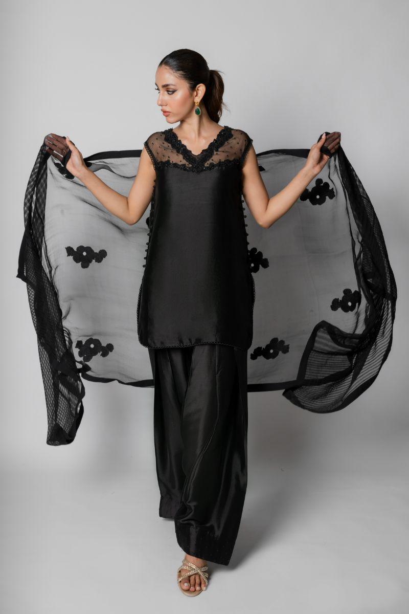 Insia Sohail - Midnight Noir - Black - Sheesha Silk