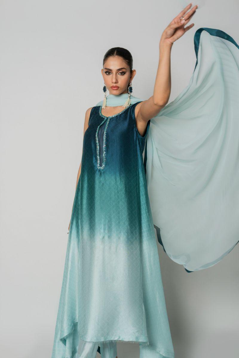 Insia Sohail - Serena - Ombre - Embossed Silk