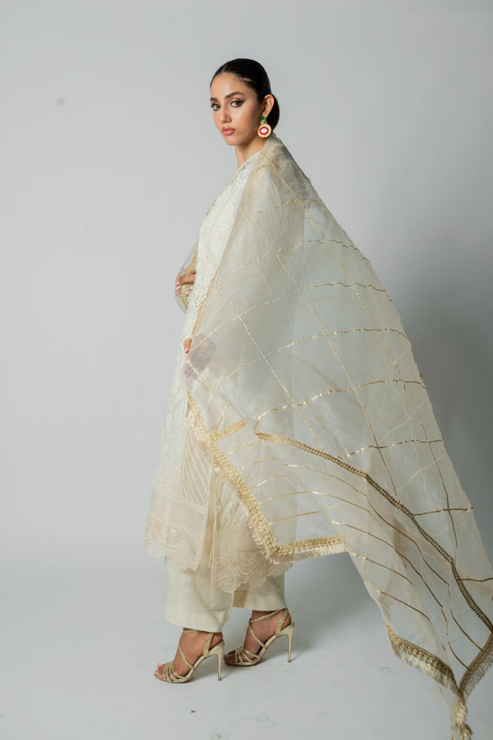 Insia Sohail - Chandni raat - Off white - Kora cotton