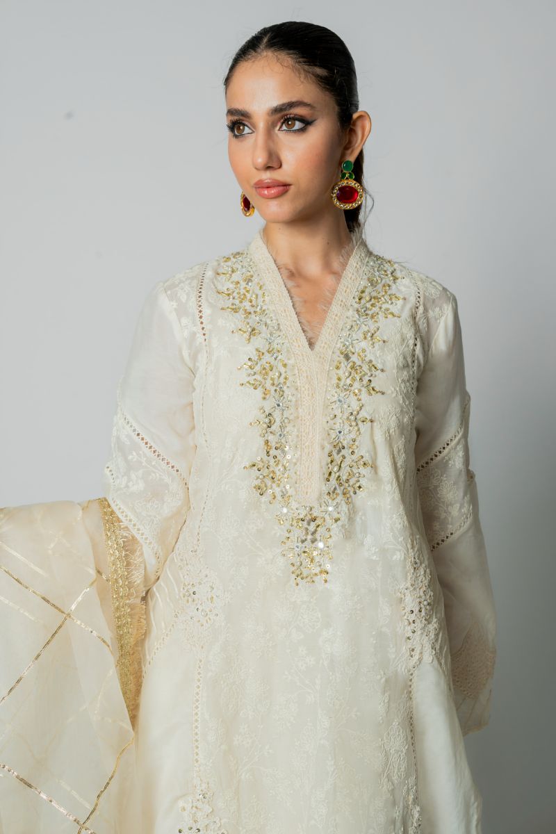 Insia Sohail - Chandni raat - Off white - Kora cotton