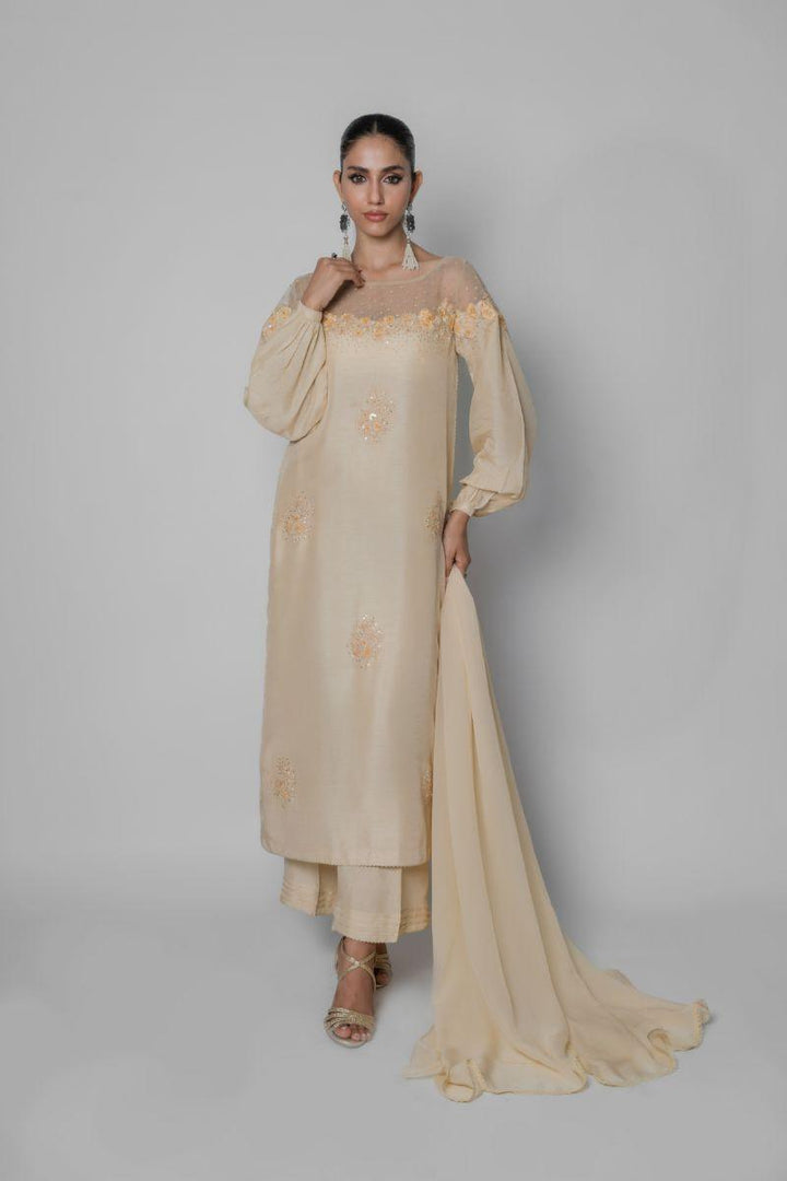 Insia Sohail - Daisy Dawn - Beige - Korean Silk