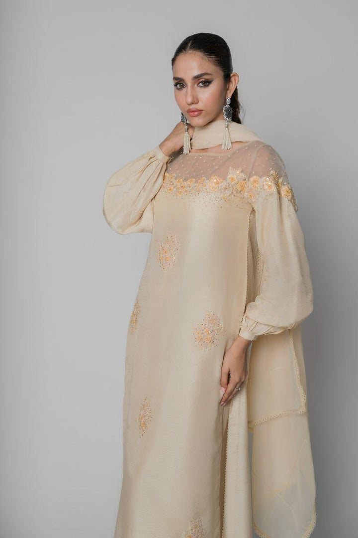 Insia Sohail - Daisy Dawn - Beige - Korean Silk