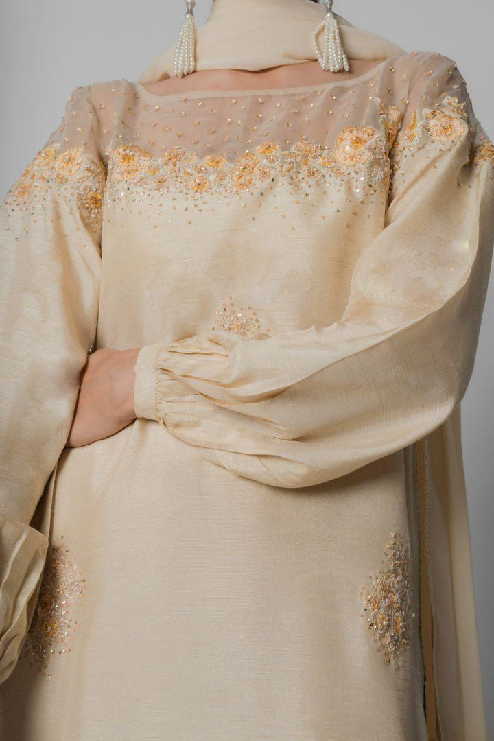 Insia Sohail - Daisy Dawn - Beige - Korean Silk