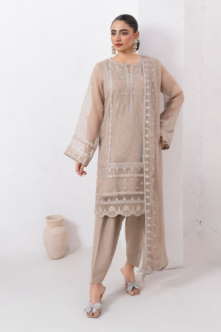 Fozia Khalid - NORANI - Organza & Raw Silk - Beige - 4 Piece