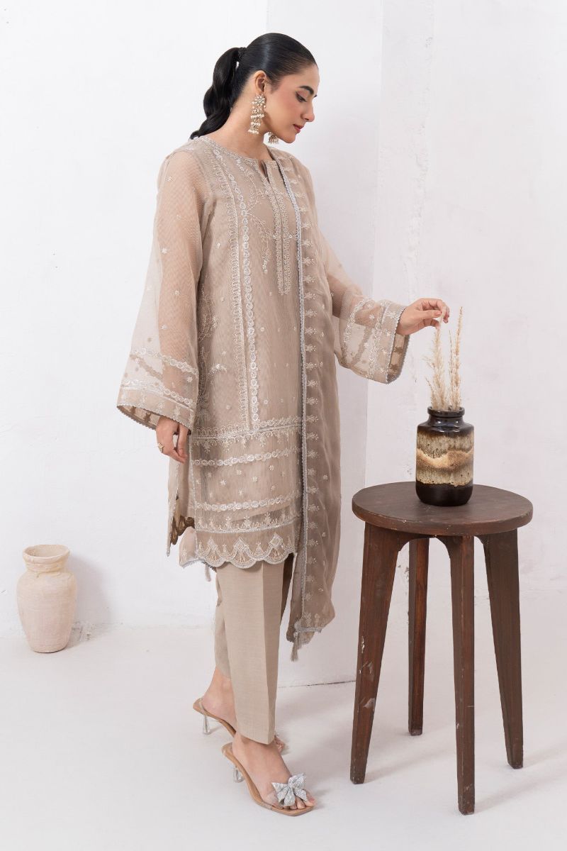 Fozia Khalid - NORANI - Organza & Raw Silk - Beige - 4 Piece