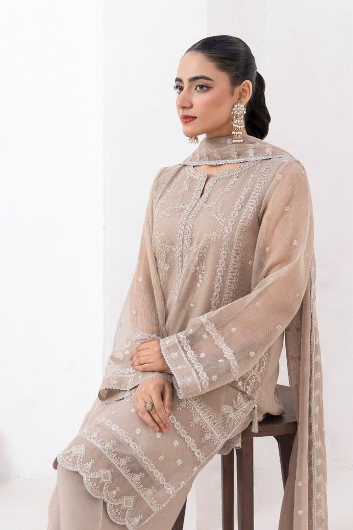 Fozia Khalid - NORANI - Organza & Raw Silk - Beige - 4 Piece