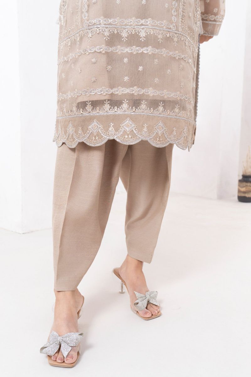 Fozia Khalid - NORANI - Organza & Raw Silk - Beige - 4 Piece