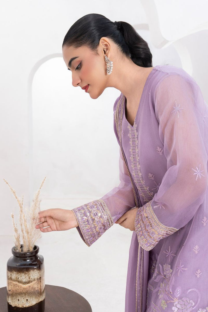 Fozia Khalid - BARQ - Organza & Raw Silk - Lavendar - 4 Piece