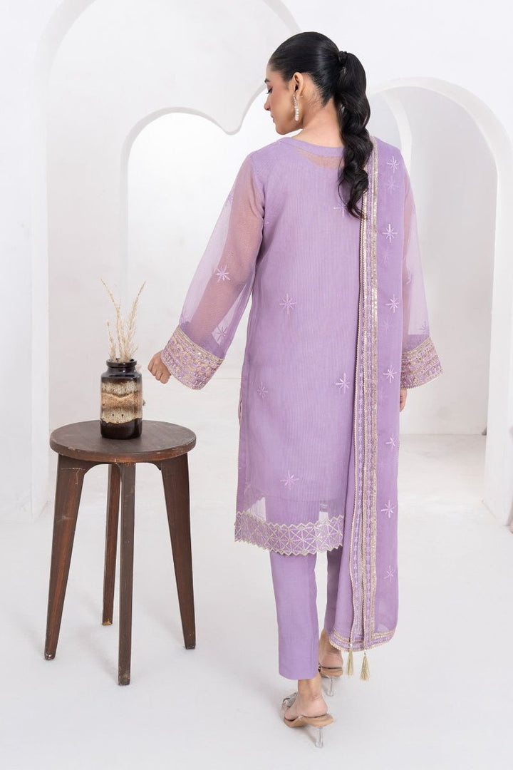 Fozia Khalid - BARQ - Organza & Raw Silk - Lavendar - 4 Piece