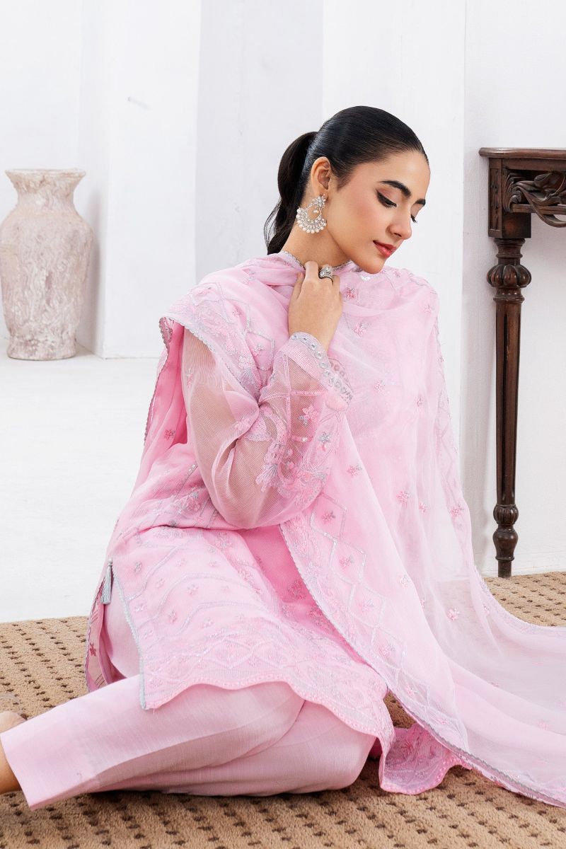 Fozia Khalid - GULAB - Organza & Raw Silk - Pink - 4 Piece