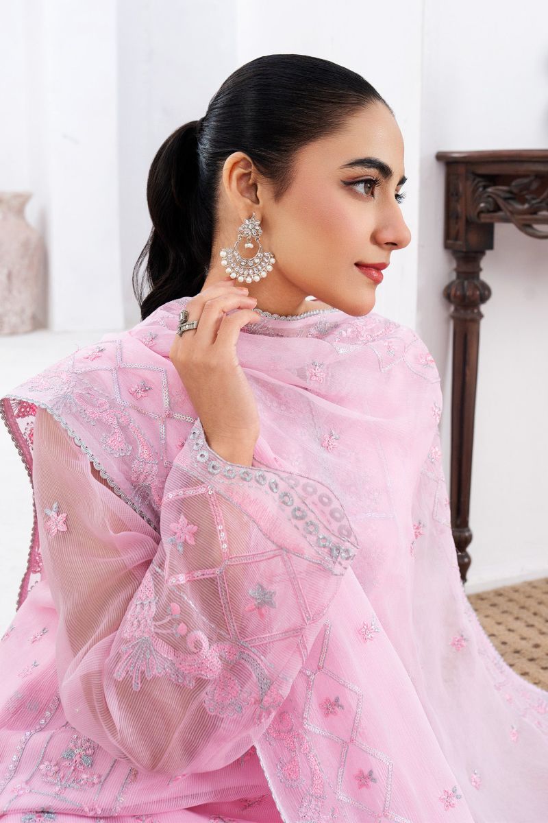 Fozia Khalid - GULAB - Organza & Raw Silk - Pink - 4 Piece