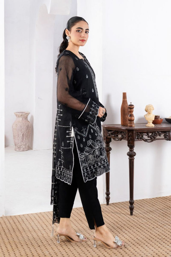 Fozia Khalid - LAIL - Organza & Raw Silk - Black - 4 Piece