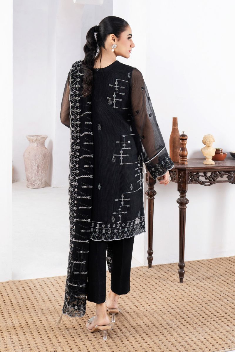 Fozia Khalid - LAIL - Organza & Raw Silk - Black - 4 Piece